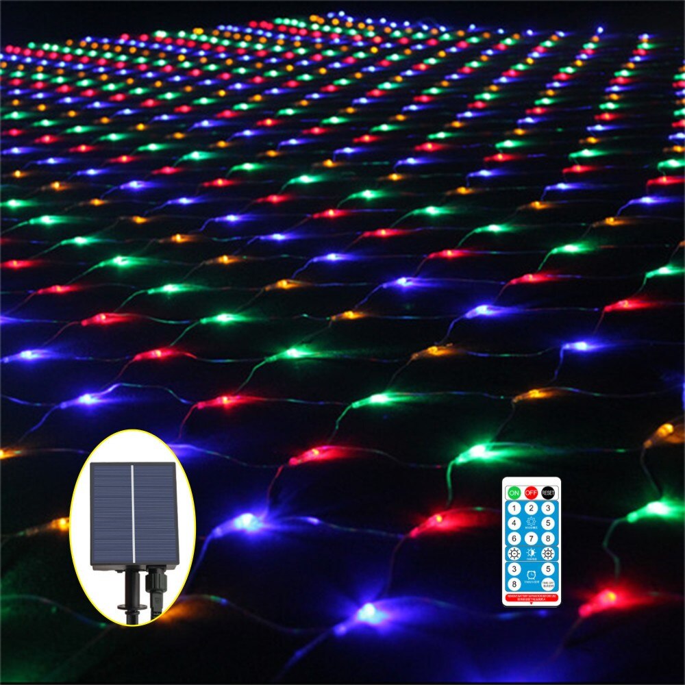 3X2M AC220V/Solar Led Net Mesh String Light Outdoor Tuin Gordijn Fee Garland Voor Kerstmis Nieuwjaar Wedding party