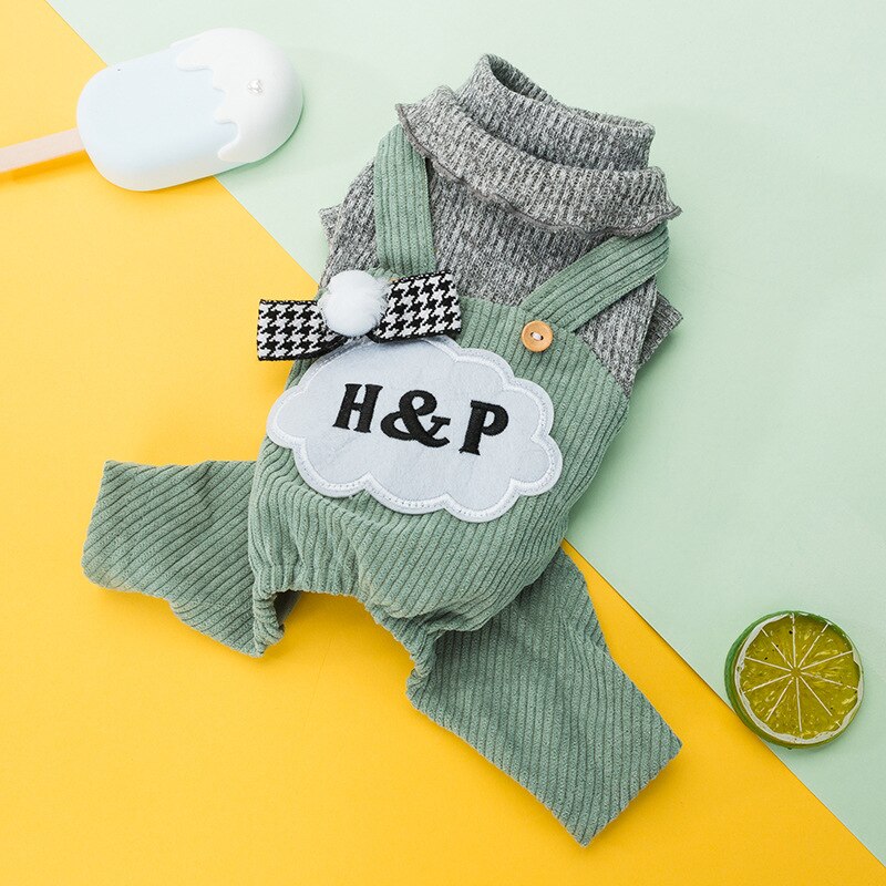 Hond Kleding Winter Huisdier Kleine Hond Dunne Kleding Bretels Broek En Viervoetige Kleding Geschikt Voor Teddybeer: S / Grey green