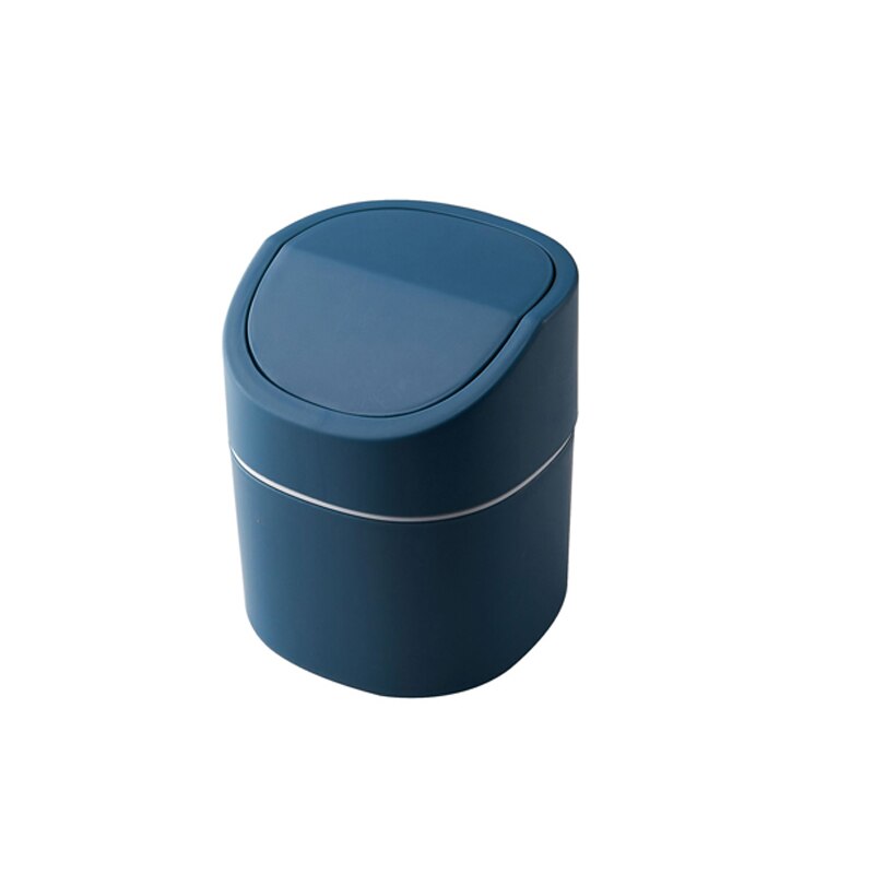 mini trash can bin dump desktop garbage plastic bucket table Food residue processor Household goodsbedroom office accessories: Blue-rolling cover