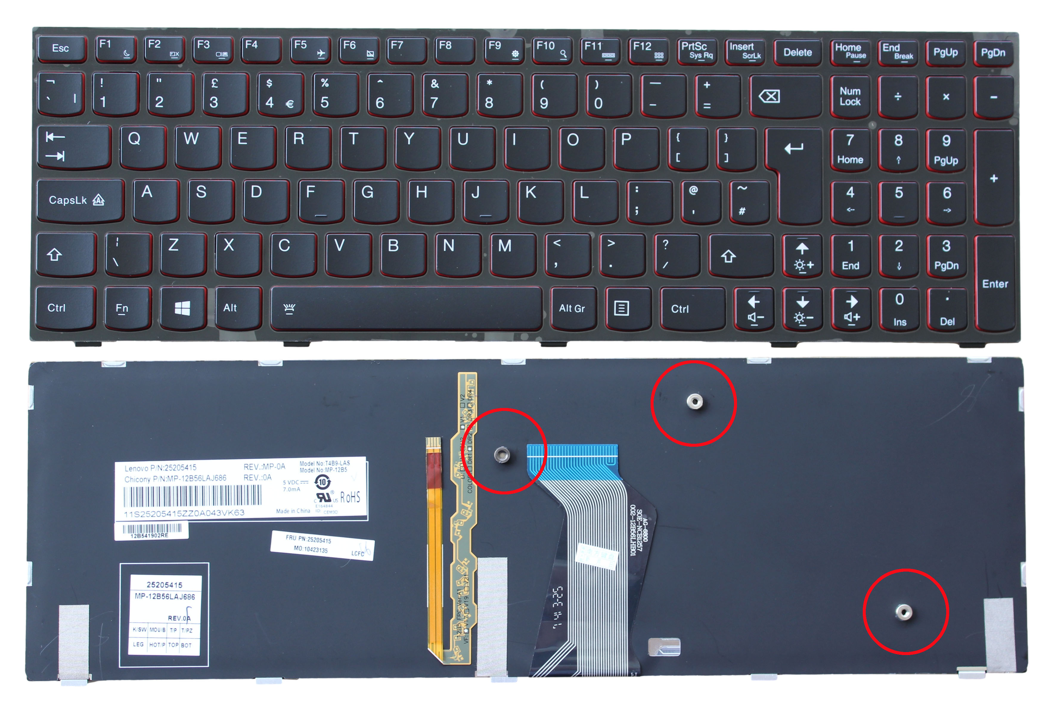 UK/Latin American Spanish Backlit Keyboard for Lenovo Y500 Y500N Y510P: UK