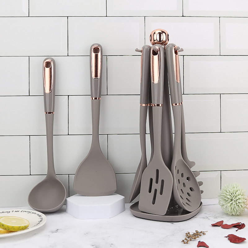 Silicone Kitchen Utensils Non-Stick Cookware Cooking Tools Gold Plated Modern Resistant Heat Kitchenware Accessories Tool