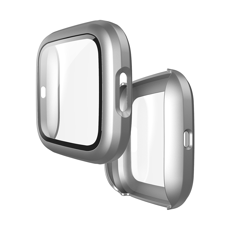 Funda protectora de pantalla para Fitbit Versa 2, ultradelgada suave cubierta completa, accesorios de marco de parachoques, película transparente HD antiburbujas para reloj inteligente: Blanco