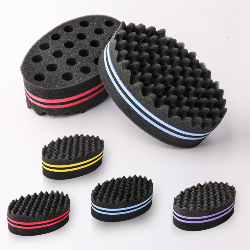 Cepillo de pelo ovalado de doble cara, cepillo de esponja mágico para bobina Afro Natural, cepillos de esponja para rastas, trenzas de cabello trenzado