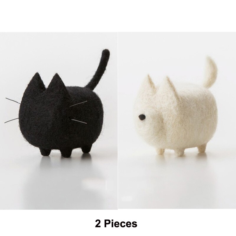 2 Pieces Cute Animal Cat DIY Wool Felt Kit Needle Poked Knitting Material Package Handmade Sewing Art Craft Home Decor: 2 Pieces G