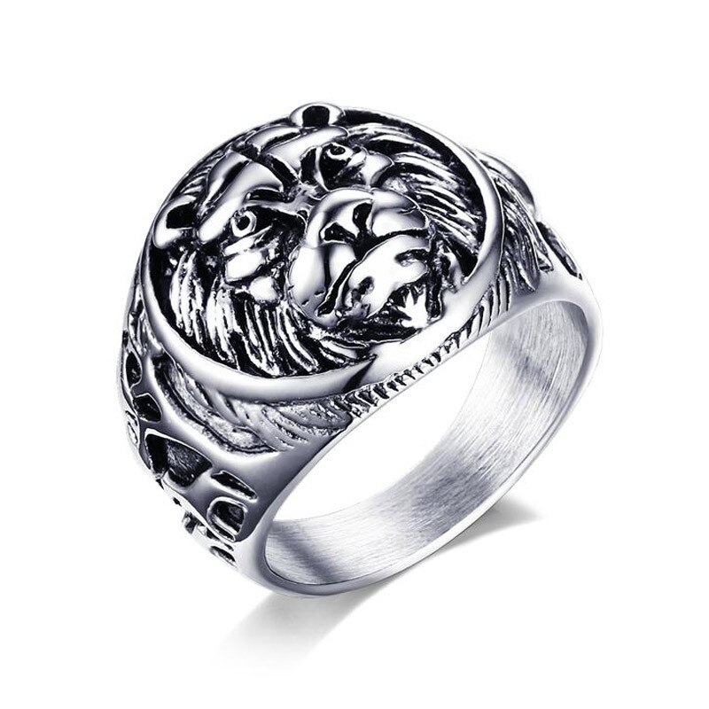 Zorcvens retro stil dyr løve rustfrit stål ring biker rock mænd smykker