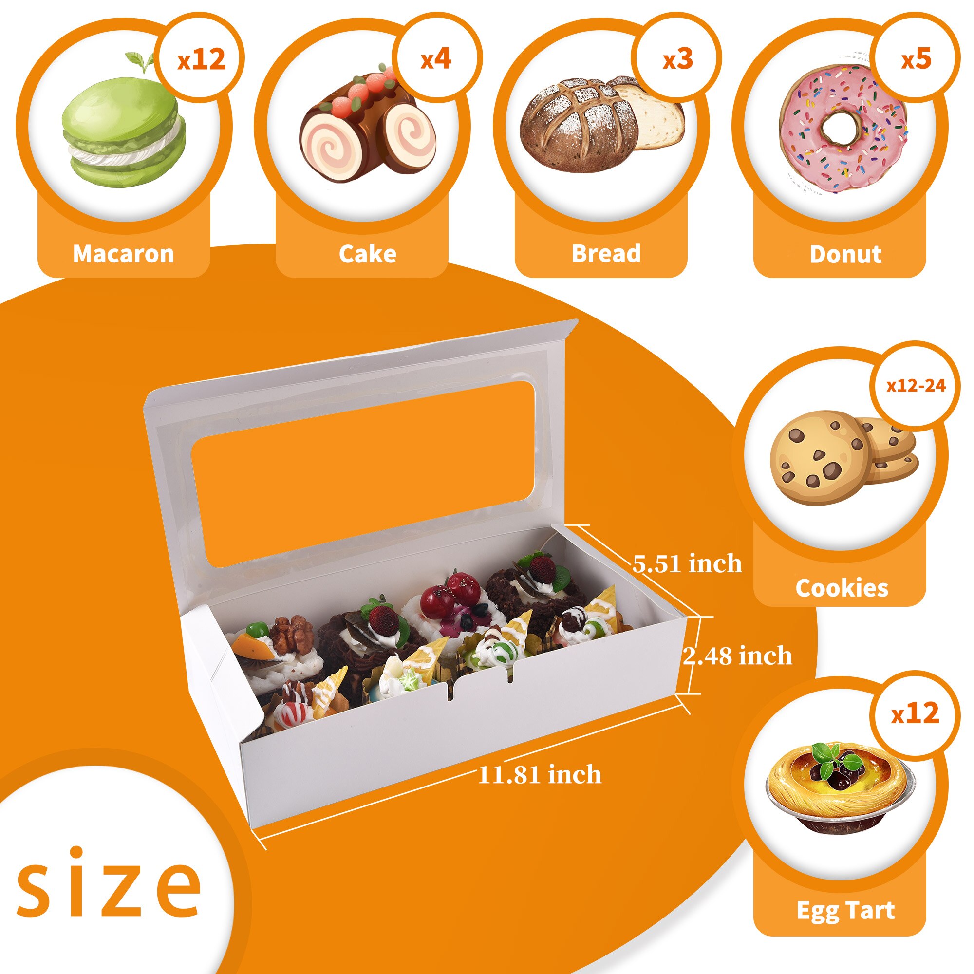 25Pack Cake Dozen Goodies Dozen Cookie Dozen Partij Gunst Dozen Papier Dozen Voor Verjaardagsfeestje En Voor Bruiloft met Venster