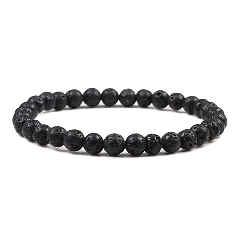 Heißer modisch Männer Lava Stein Paare Abstand Armbänder Natürliche Stein Weiß Schwarz Yin Yang Perlen Armreifen Für Frauen Freund Pulseira: Lava Stein