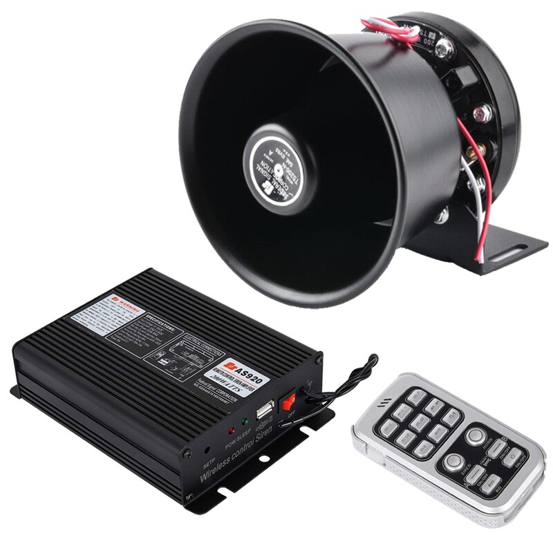 Super Loud Klaxon Police Horn 200W Pa Black Speaker Megaphone Electronic Speaker System 12v for Car Horn Police Siren