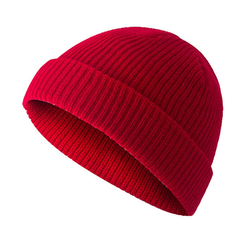 Moda cappello lavorato a maglia Casual corto comodo berretto elastico inverno riscaldamento cappello universale per uomo donna HB88: Big red