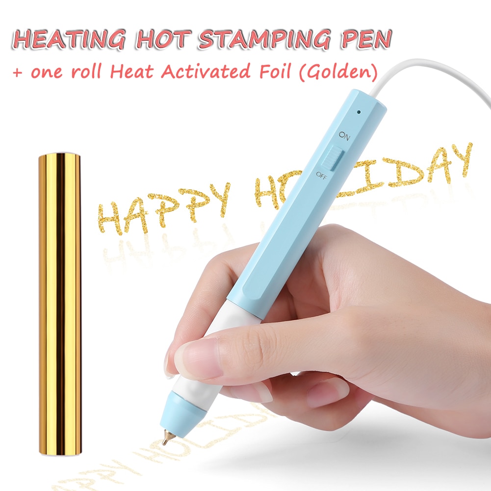 Juego de bolígrafo de lámina térmica, tarjeta de álbum de recortes resistente al calor alimentada por USB, herramientas de bricolaje de escritura brillante, 0,8mm/1,5mm,
