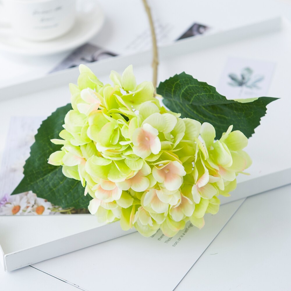 Siden hortensia höst år jul vas för heminredning tillbehör bröllop dekorativa växter billiga konstgjorda blommor: Grön