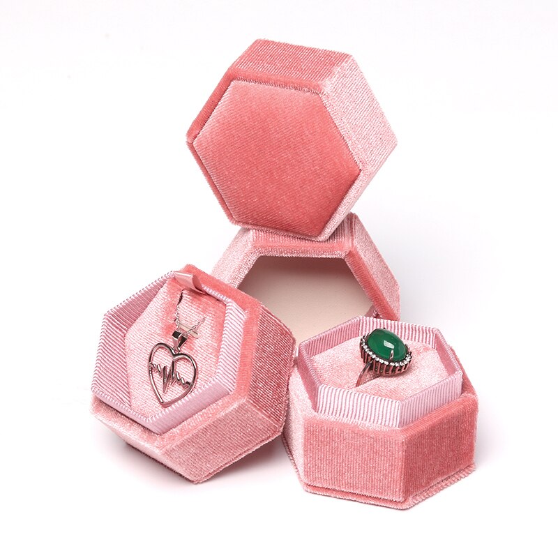 Ringe Box Schmuck Verpackung Box anhänger Box Schmuck ContainerHigh Ohrringe Halter Samt Paar: Pink / Pendant box