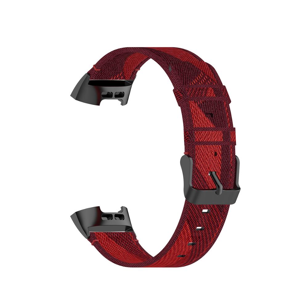 Sport Nylon Strap for Fitbit Charge 4 Band Soft Canvas Woven Watch Accessories Replacement Bracelet for Fitbit Charge 3 Bands: Red Striped