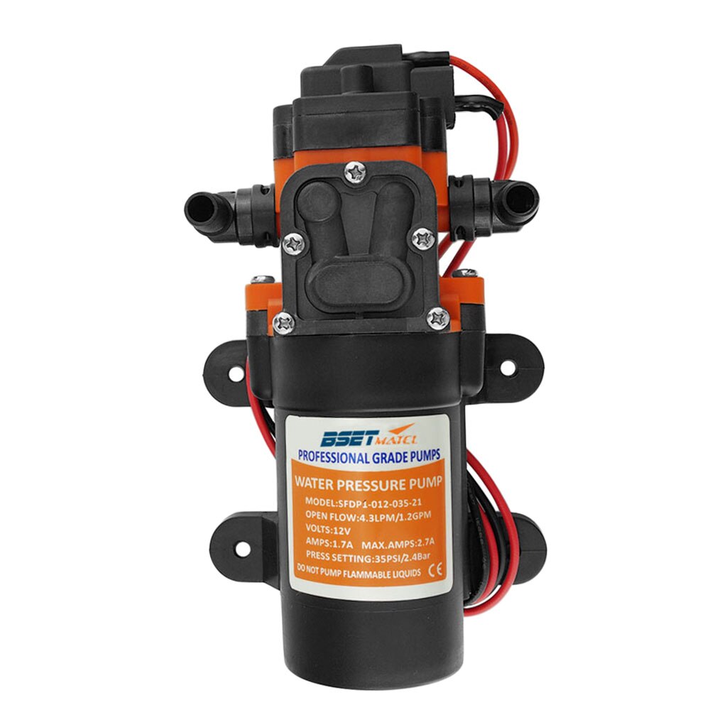 21-Series Diaphragm Water Pressure Pump 12V 1.2 GPM 35PSI Self-priming Water Pumps for RV Caravan Boat Industrial (Black)
