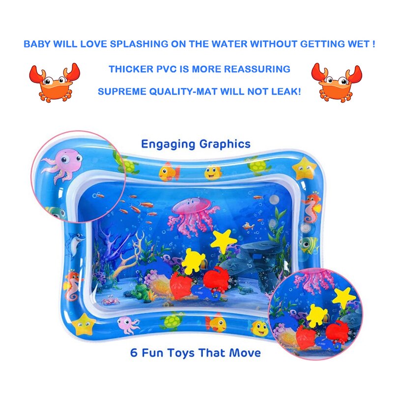 Baby vandmåtte spædbarn legetøj oppustelig legemåtte til 3 6 9 måneder dreng pige pvc vandmåtte pad yh -17