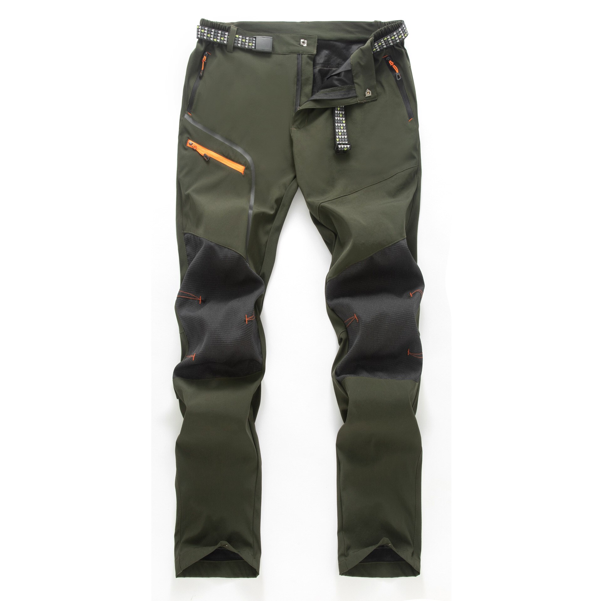 Mountainskin Men&#39;s Hiking Oblique Zipper Quick Dry Pants Outdoor Camping Fishing Comfortable Climbing Breathable Trousers VA915: Army Green / Asian Size S