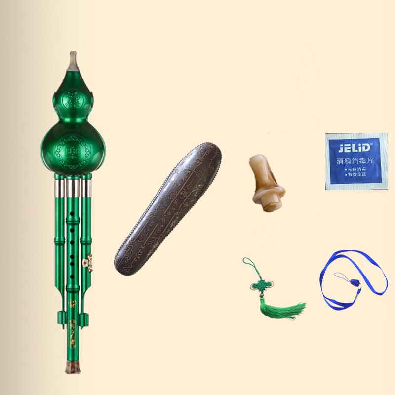 C/bB Key Colorful Cucurbit Flute Wind Instrument Bottle Gourd Silk Musical Instrument for Beginners and Professionals: Green C key with box