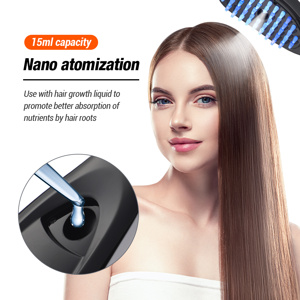 Peine de masaje en aerosol eléctrico, cepillo masajeador de cabeza con vibración para el crecimiento del cabello, LED, antipérdida de cabello, medicina líquida para el cuero cabelludo, peine atomizador