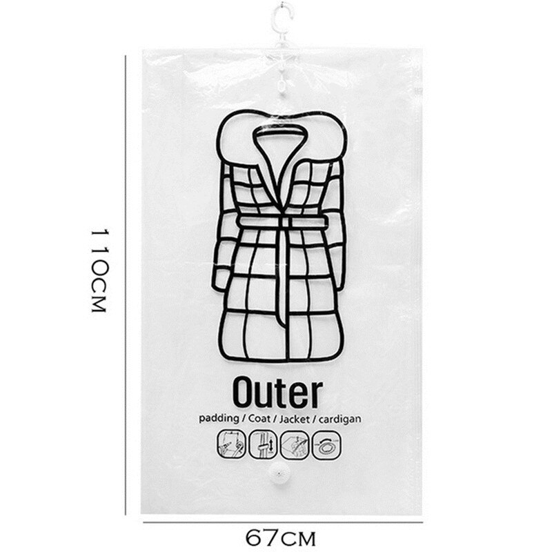 Hanging Clothes Compression Bag Transparent Large Buggy Bag Thick Down Jacket Air Vacuum Bag Clothes Organizing Folders: Transparent L