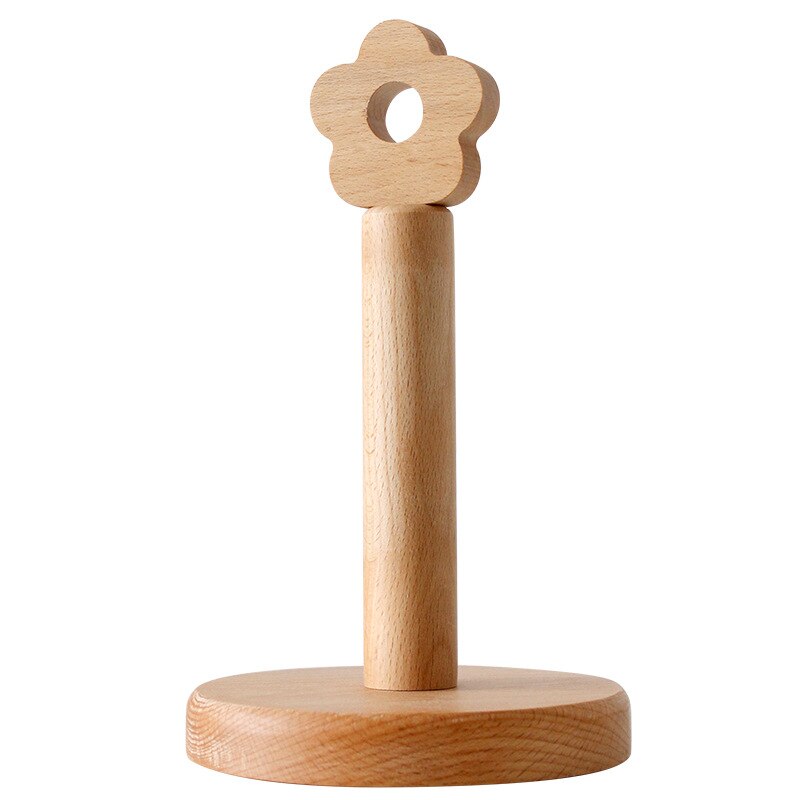 Étagère verticale en bois massif de Style japonais, support de rangement pour serviettes en papier, en hêtre, avec petites fleurs, idéal pour la cuisine, porte-rouleau papier