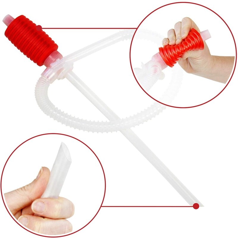 2Pcs Universal Fuel Transfer Siphon Pump - Large Squeezing Syphon for Lawn Mowers & Manual Pumping Petrol, Water,Alcohol