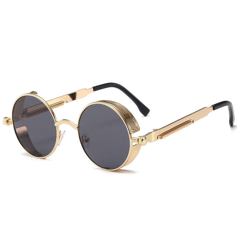 Metal Steam Punk Sunglasses Men Women Round Mirror Glasses Brand Vintage Sun Glasses Retro Eyeglasses UV400: Red