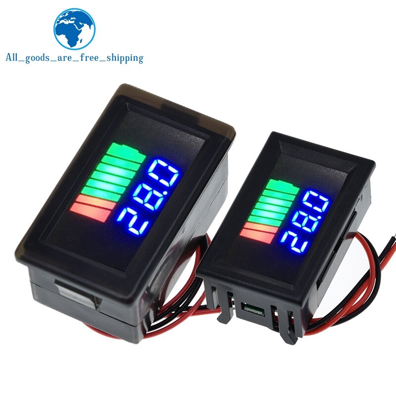 Auto Batterij Niveau Indicator 12V-60V Lithium Batterij Capaciteit Meter Tester Blauw Display Led Tester Voltmeter waterdicht