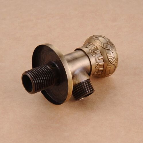 Kraan Vervangende Onderdelen 1/2 "x 1/2" Antiek Messing Hoekstopkraan Uitgeschakeld Water Driehoek Klep voor Kraan en Wc HJ-0318F