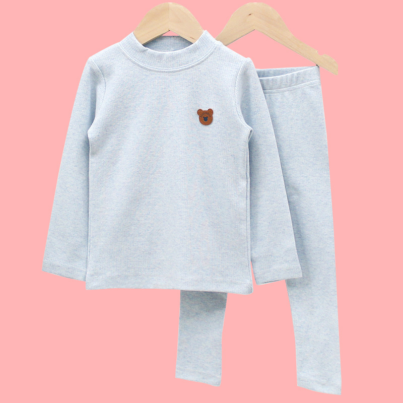 Kinderen Leisure Leuke Home Service Winter Warm Katoenen Pyjama Set: Sky Blue / 3T