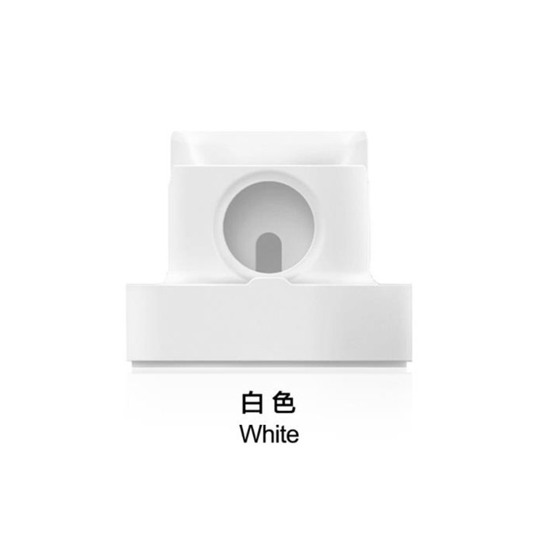 2 in1 silikone oplader holder til apple watch/iphone/airpods 1 2 ladestation hurtig oplader induktion dock iphone tilbehør: Hvid