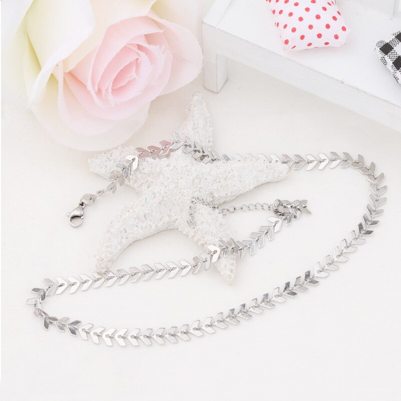 Edelstahl Halsketten für Frauen Fishbone Flugzeug bilden Halskette Flache Kette Halsband schmuck Beste