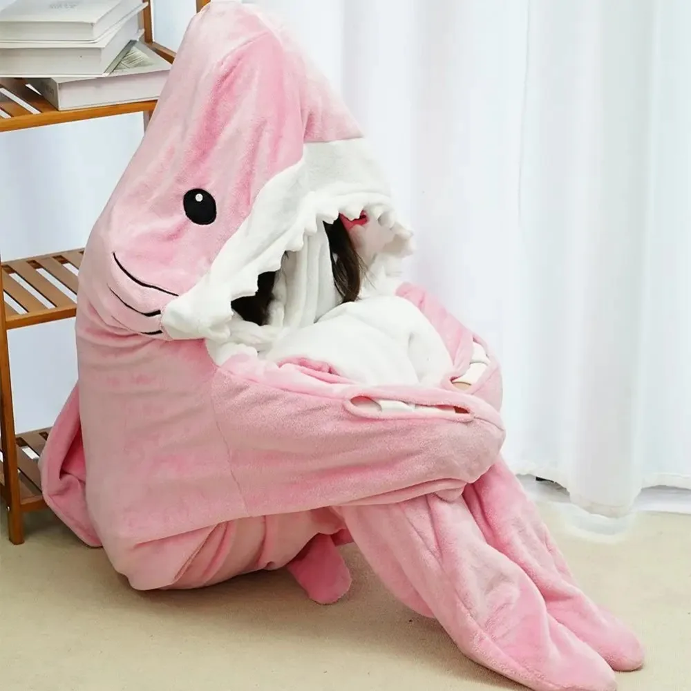 Pyjama à Capuche en Forme de Requin pour Adulte, Sac de Couchage et Amusant, Vêtement de Maison, Hiver