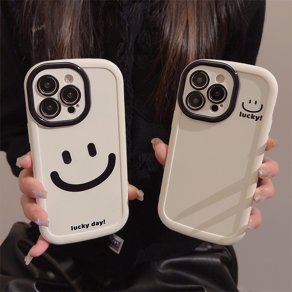 Funda de teléfono con de sonrisa bonita para iPhone 15 14 11 12 13 Pro Max 16 XS XR Plus 7 8 SE, funda de teléfono de TPU, nuevos productos