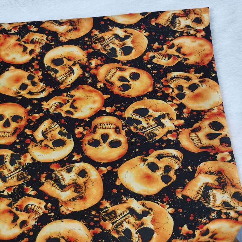 Vintage Halloween Punk Cool fleur tête de crâne série imprimé coton tissu 50x105cm crâne tissu Patchwork tissu robe fête