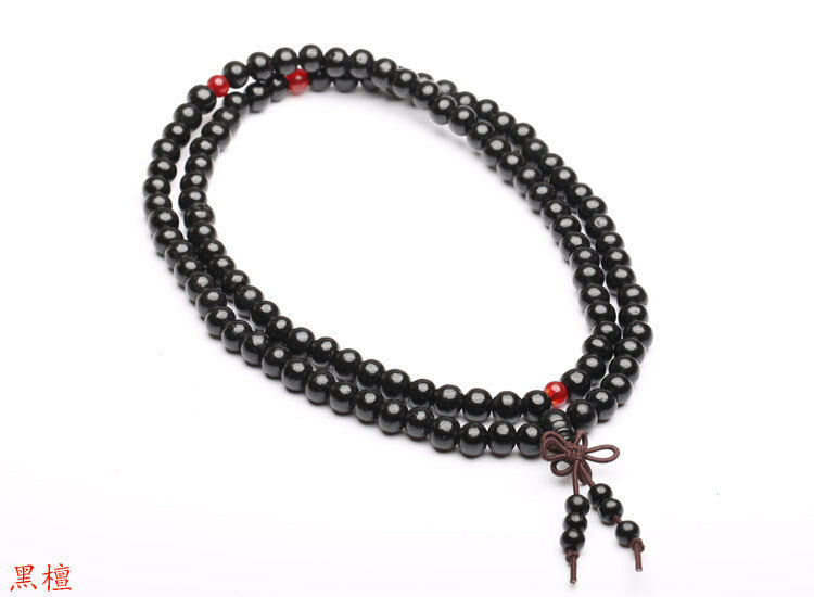 Collar de cuentas de madera para oración, budismo tibetano, 108