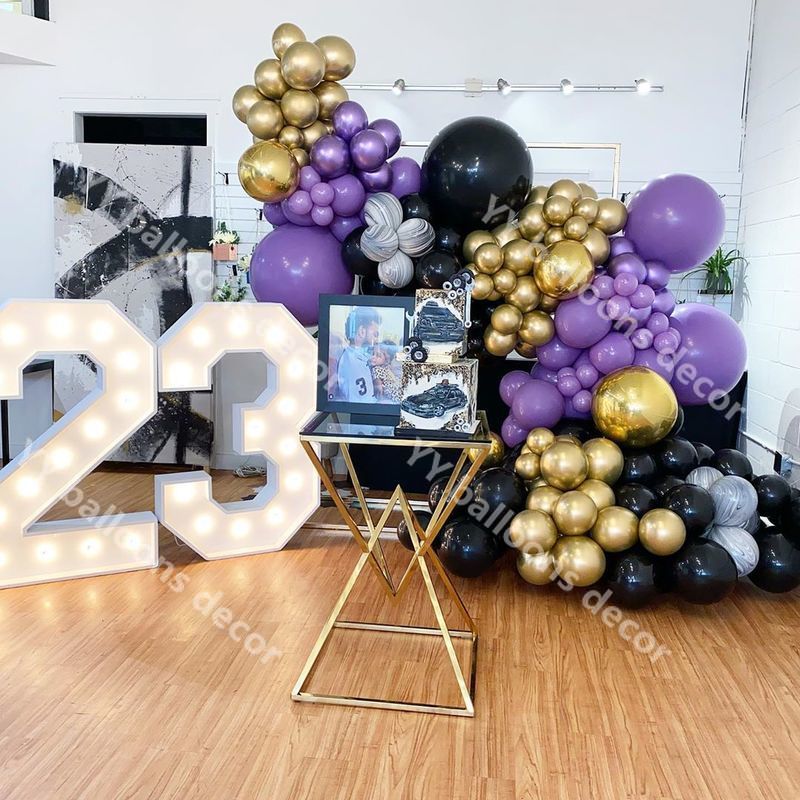 Globos de látex de mezcla de morado dorado y Metal para guirnalda, Kit de arco para de cumpleaños de Baby1th, decoración para de bienvenida de bebé, suministros de globos, 167 Uds.: Default Title