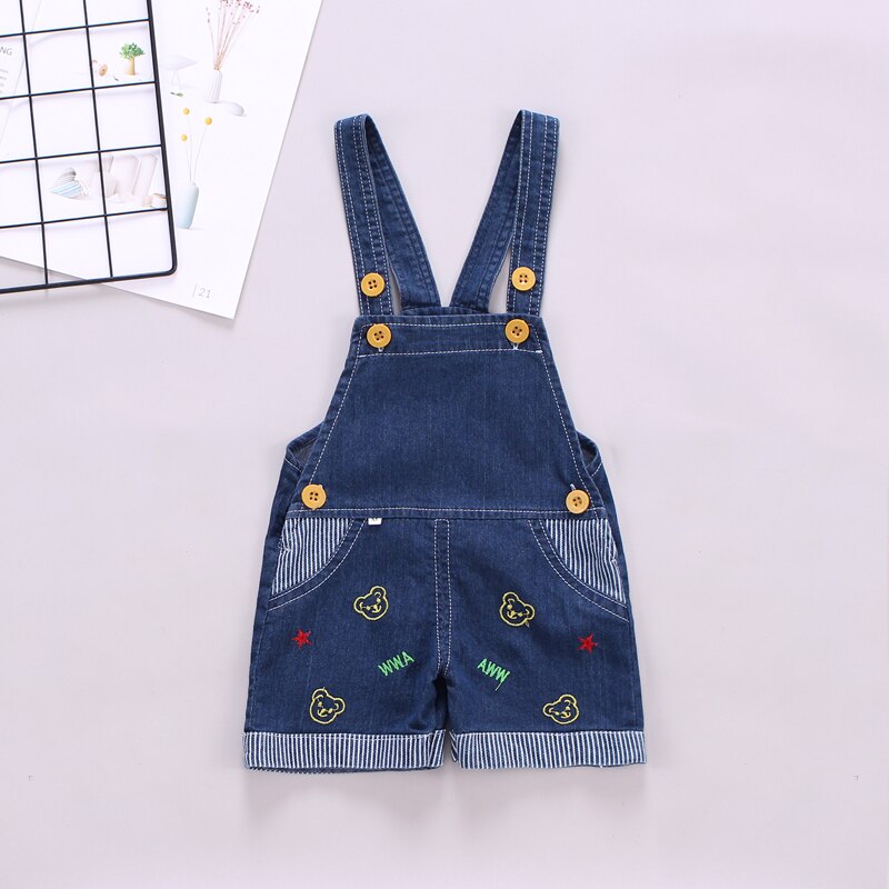 DIIMUU Arrivel Baby Clothing Summer Shorts Overalls Cartoons Casual Printing Denim Jumpsuits Kids Clothes Suspender Pants