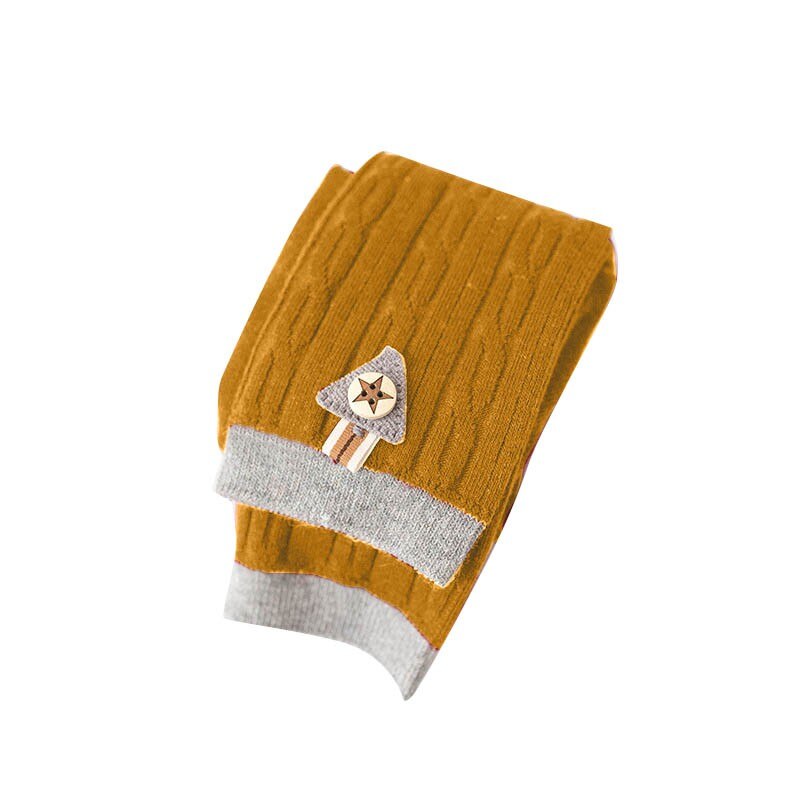 Piger ribbede leggings piger bomuld varme strømpebukser ren farve simple star pencil bukser egnet til 0-5 år gamle børn: Y / 3-4y