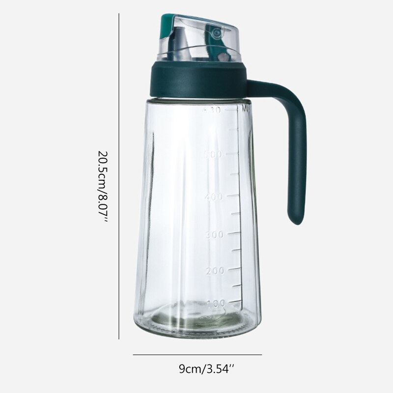 Oil Dispenser Bottles Auto Flip Oil Dispensing Bottle Leak Proof Glass Cruet Bottles Non-Slip Handle Automatic