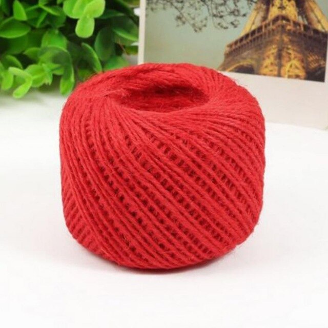 30M/Roll Natural Burlap Hessian Jute Twine Cord Hemp Rope Party Valentine Wrapping Cords Thread DIY Packaging Supplies: red