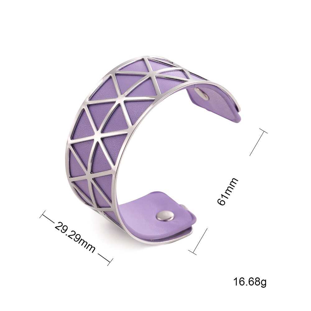Teamer, pulsera hueca de cuero de PU, brazalete de Georgette, joyería india, Manchette para mujer , bisutería de muñeca para hombres: 11