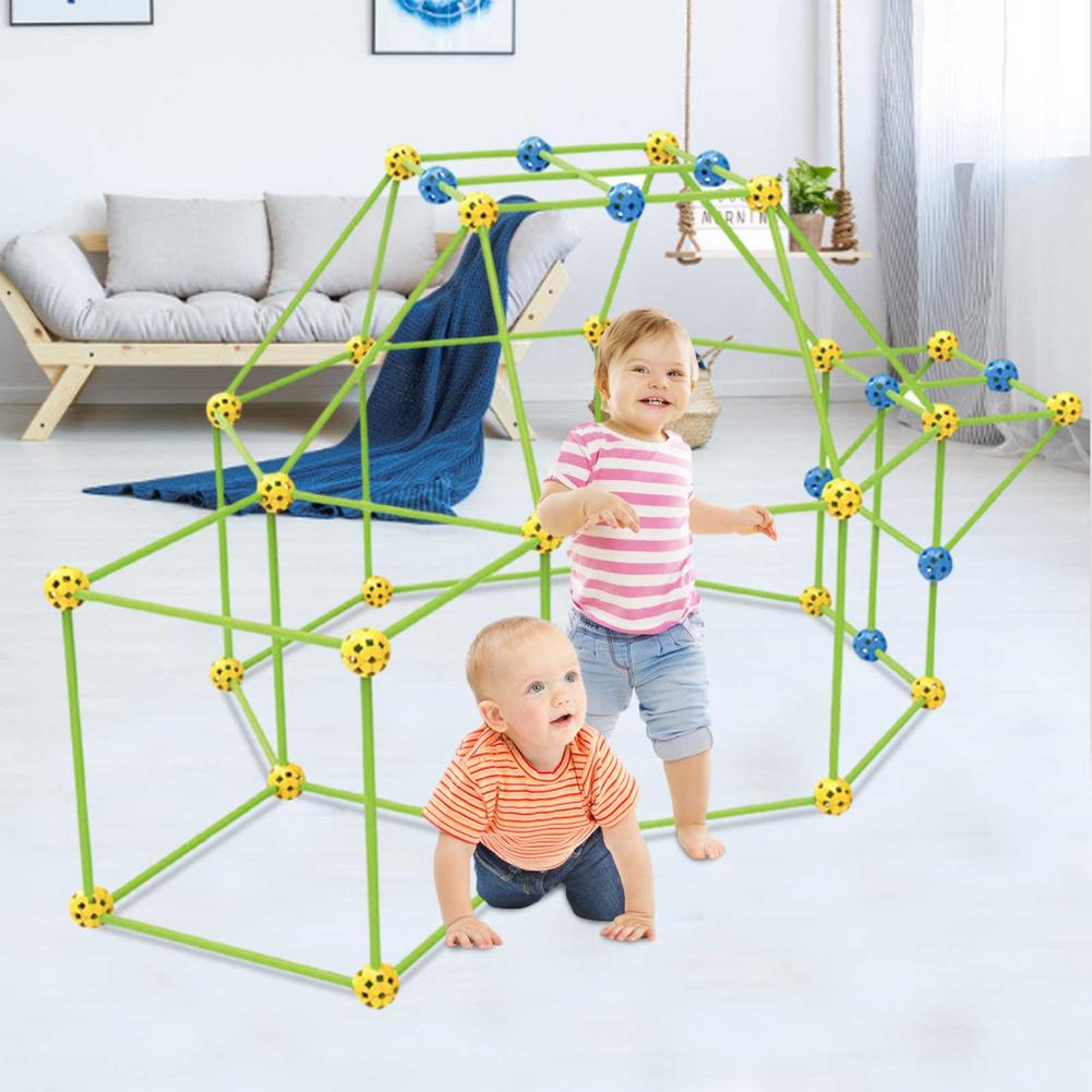 Kids Construction Fort Building Castles Tunnels DIY Bead Tent House Assemble Toys Children For Girls Boys Educational Toy