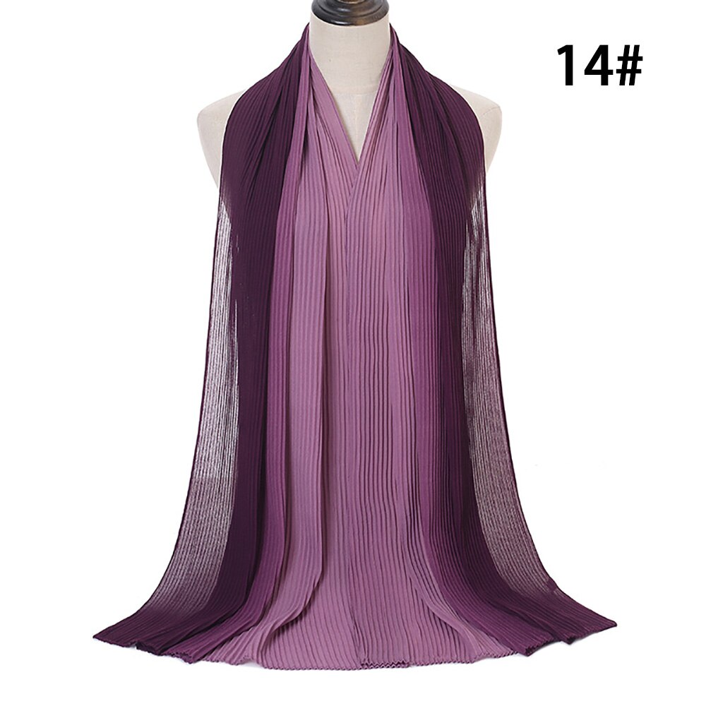 Ombre Chiffon Hijab Muslim Women Hijab Scarf Shawl Islam Headwrap Pleated Gradient Hijabs Shaded Crinkle Hijab Summer: 14