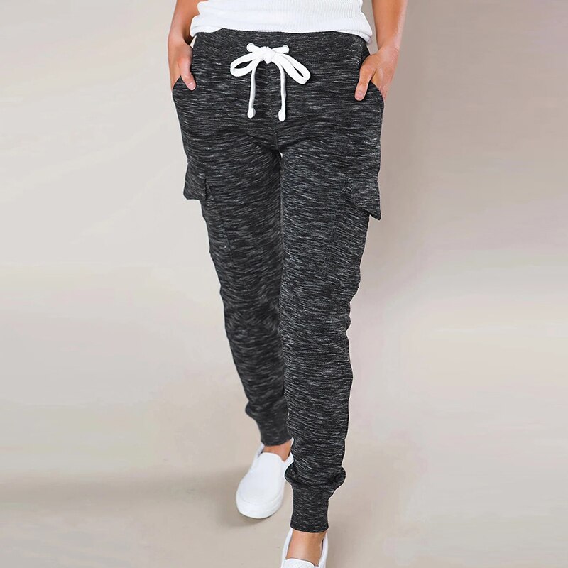 Women Sweatpants High Waist Casual Loose Stretch Pants Drawstring Long Pants Trousers Solid Gray Black Elastic Waist Sports Pant