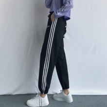 Sweatpants Women Sports Pants Joggers Streetwear Side Stripes High Waisted Drawstring Hem Trousers For Women Jogging Sportswear