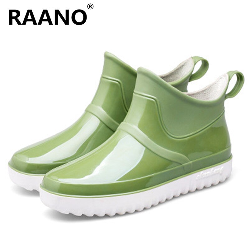 Men's PVC Waterproof Ankle Rainboots Rubber Non-slip Car Wash Kitchen Work Shoes Platform Male Booties zapatos de hombre