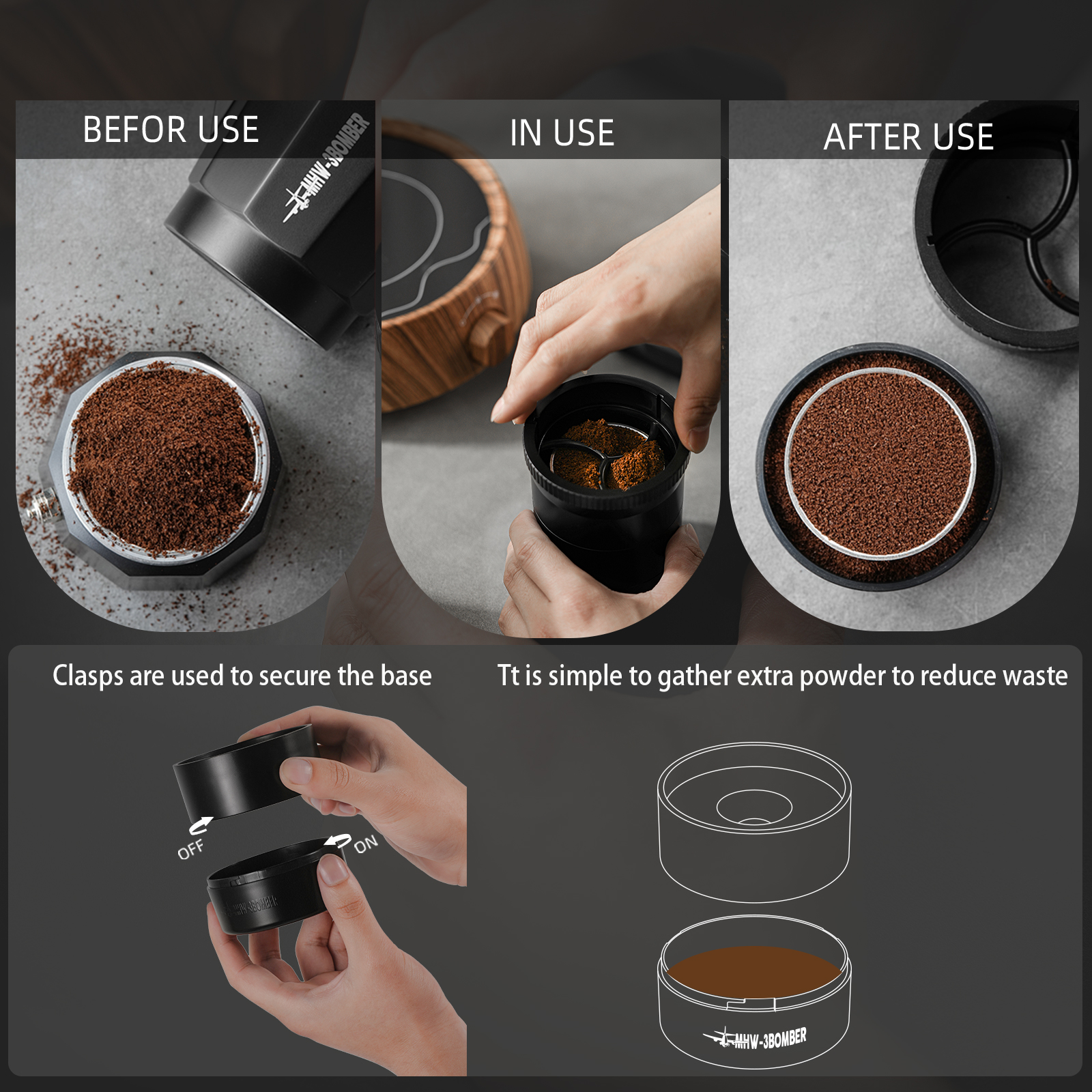 Distribuidor de café Moka de MHW-3BOMBER, altura adaptable, herramientas niveladoras de distribución de café Mocha, accesorios de Barista para el hogar