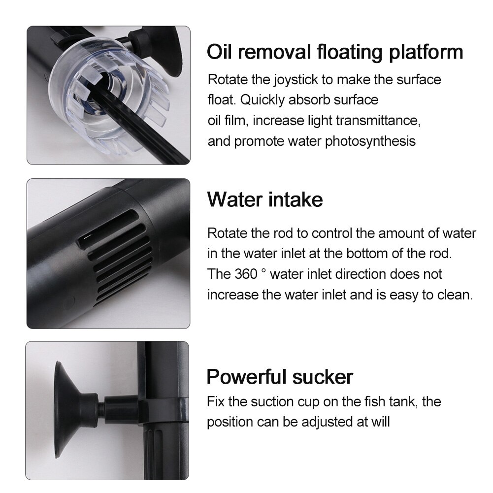 Kunststof accessoires oppervlakte skimmer automatische praktische aquarium zwart aquarium filter circulatie houd heldere oliefilm verwijderaar