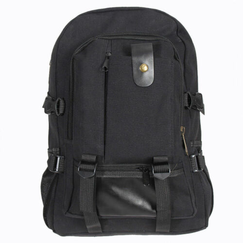 Bolso de viaje para hombre y mujer, mochila escolar Vintage de lona para acampar, deportes de trabajo, senderismo, Universidad: Black