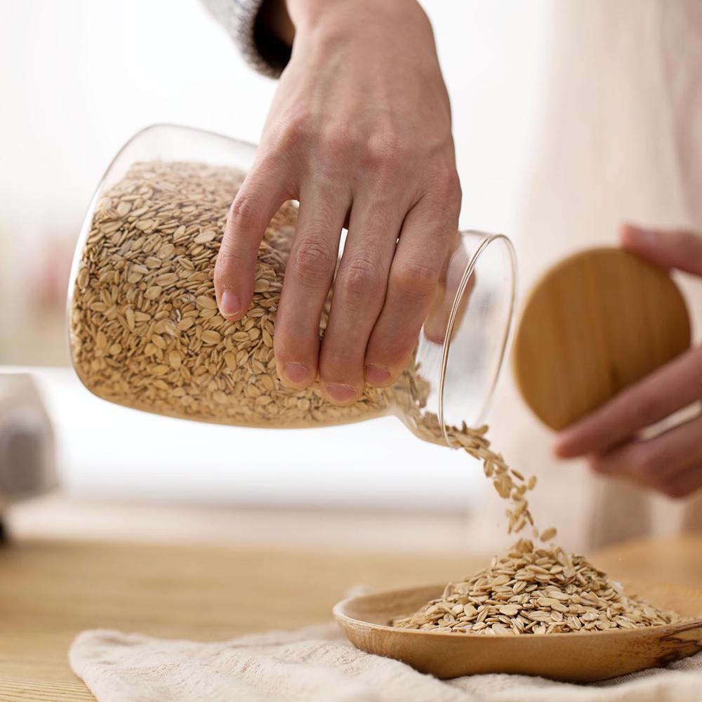 OTHERHOUSE Kitchen Storage Containers Transparent Glass Food Storage Jar Bottle Wood Plug Cereal Container Kitchen Organizer